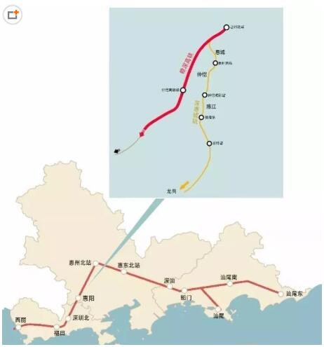 汕梅高鐵最新線路圖，連接粵東的新動(dòng)脈